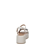 Gianmarco Sorelli 2214 Sandalo con zeppa e rouches in pelle Off White