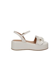 Gianmarco Sorelli 2214 Sandalo con zeppa e rouches in pelle Off White