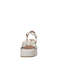 Gianmarco Sorelli 2214 Sandalo con zeppa e rouches in pelle Off White