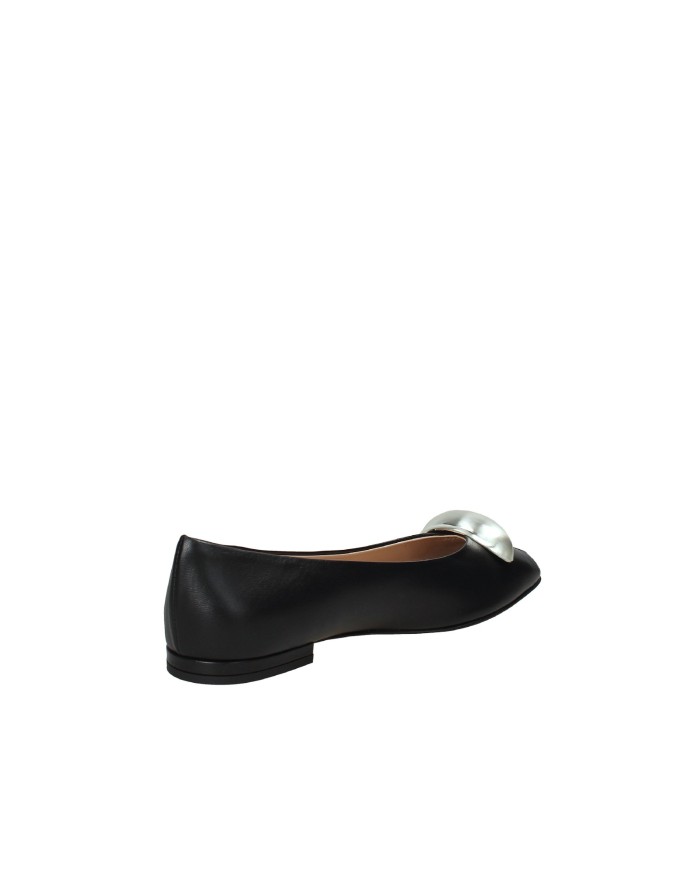 Il Borgo Firenze 7302 Ballerina spuntata in pelle con accessorio Nero