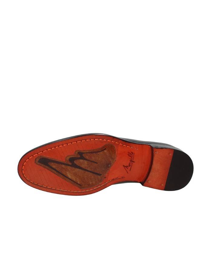 Morgillo 414 Oxford in pelle spazzolata Nero