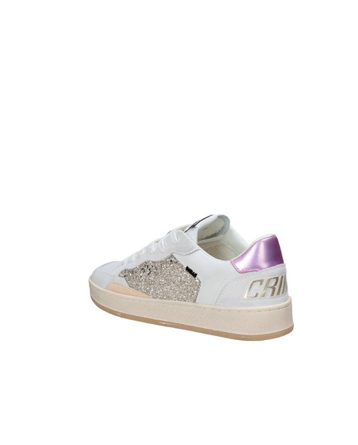 Crime London Chelsea.20206 Sneaker basse donna in pelle e glitter Bianco e Oro