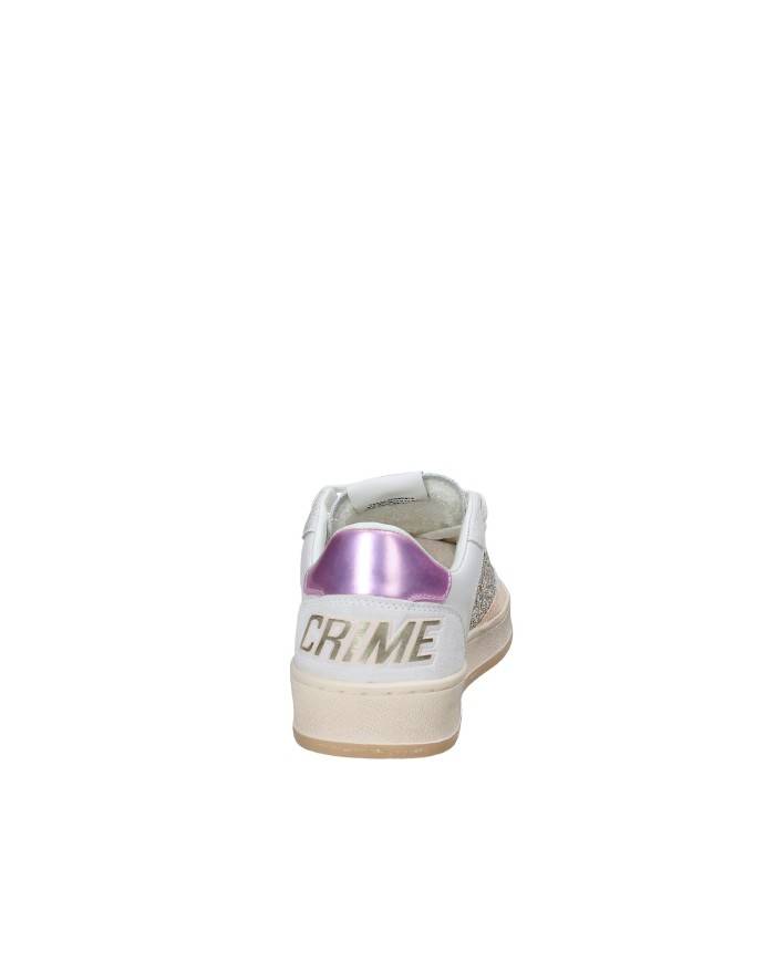 Crime London Chelsea.20206 Sneaker basse donna in pelle e glitter Bianco e Oro