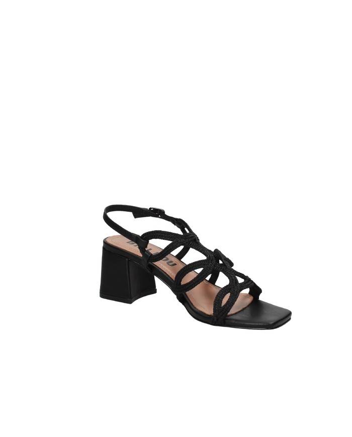 Bibi Lou 858z94hg Sandalo scalzato in pelle e tessuto Nero